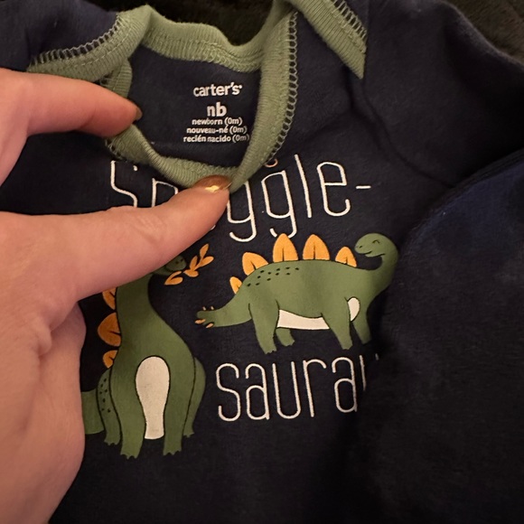 Bundle of 5: 2 dino suits with matching hat, heart breaker onesie and pants. - Picture 3 of 5